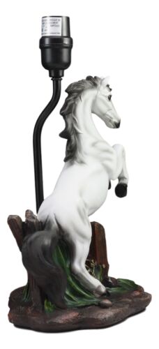 Ebros White Rearing Wild Horse Stallion Desktop Table Lamp With Nature Shade