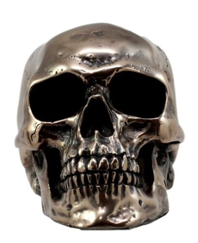 Ebros Bronzed Homosapien Skull Figurine 4.5"L Miniature Halloween Collectible - Ebros Gift