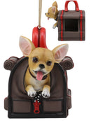 Ebros Gift Cute Teacup Chihuahua In Dog Purse Bird Feeder With Hanging Ropes Decor Figurine