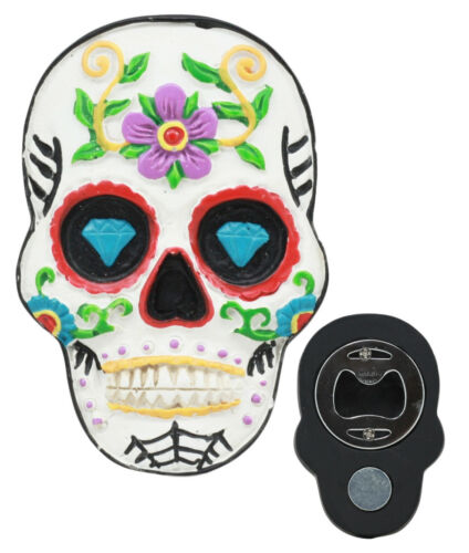 White Day of The Dead Sugar Skull Magnetic Bottle Opener Refrigerator Gadget