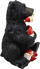 Ebros Whimsical Forest Black Bear Holding Colorful Christmas Mini Gnomes Statue 14.25" High Western Rustic Cabin Lodge Decor Bears Figurine for Mantelpiece Shelf Table Decorative Home Accent