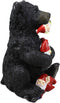 Whimsical Forest Black Bear Holding Colorful Christmas Mini Gnomes Statue 14"H