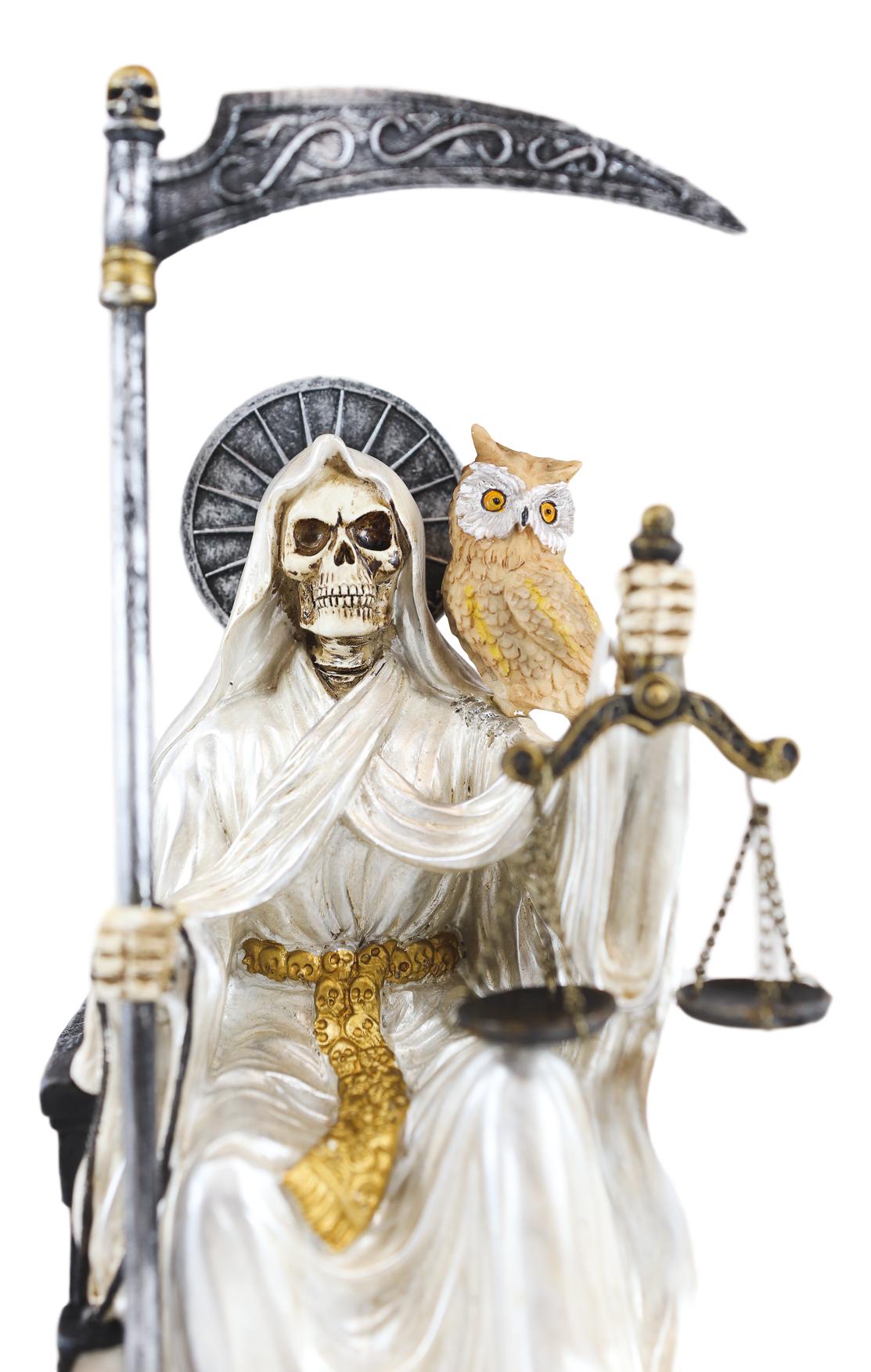 Ebros White Robe Holy Death Santa Muerte Day of The Dead Protection Figurine - Ebros Gift
