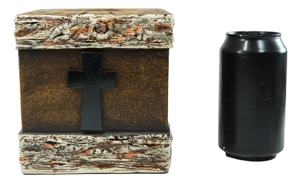 Rustic Western Fleur De Lis Cross With Birchwood Accent Tissue Box Holder Case