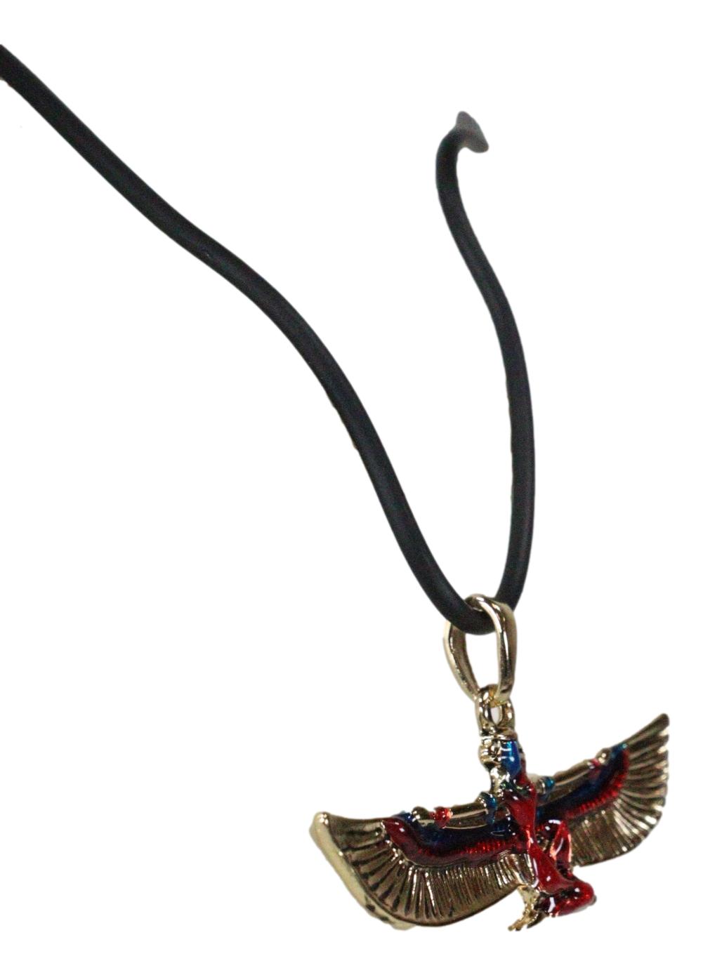 Egyptian Deity Golden Goddess Maat With Open Wings Amulet Pendant Necklace Decor - Ebros Gift