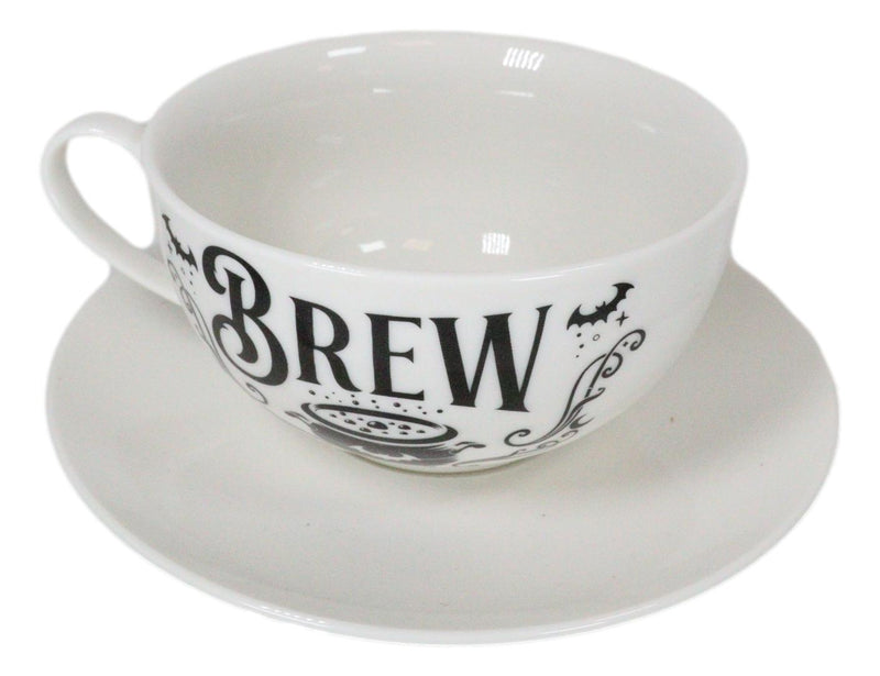 Porcelain Bat Brew Magic Cauldron Stackable Tea Pot And Cup With Saucer Set Of 3