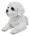 Realistic Adorable White Bichon Frise Puppy Dog Lying On Belly Pet Pal Figurine