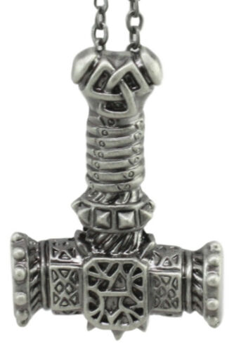 Legend of Asgard Norse Mythology Mjolnir Thor Hammer Pendant Pewter Necklace