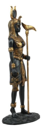 Ebros Egyptian Goddess Hathor Holding Ankh Statue 12.5"Tall Deity of Motherhood Music And Dance Figurine - Ebros Gift