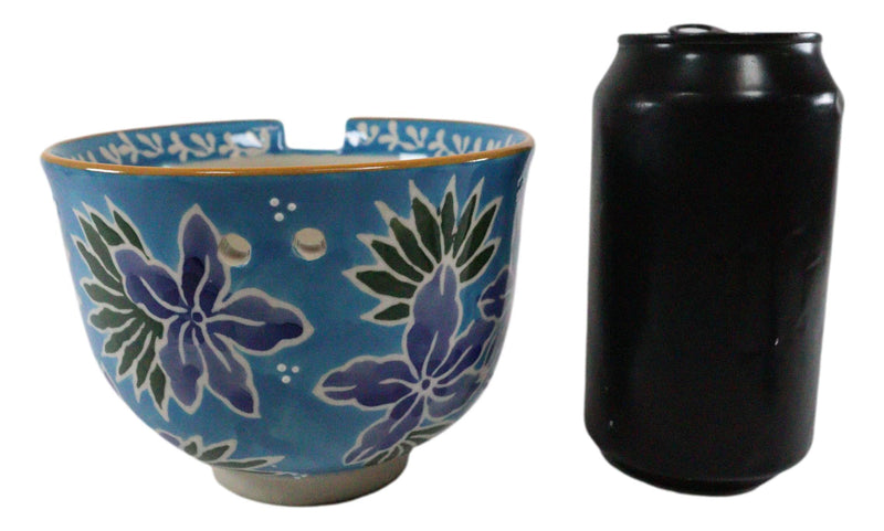 Ebros Pack Of 2 Blue Spring Flowers Ramen Noodles Soup Bowl With Bamboo Chopsticks Set