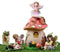 Ebros Gift Enchanted Fairy Garden Miniatures Starter Kit Fairy Cottage Landmarks with Four Mini Fairies Figurine Set Do It Yourself Ideas for Your Home (Pink Mushroom Cottage Kit)