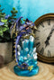Purple And Gold Cosmic Dragon On Blue Crystal Stalactite Rock LED Light Statue