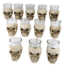 Ebros Grinning Skull Shot Glass Set of 12 Altar of Skulls Skeleton Ossuary Skull
