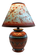 Indian Tribal Southwest Navajo Vector Brown Petite Vase Table Lamp With Shade