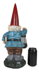 Ebros Whimsical Gnome Holding Book of Spells Solar LED Lantern Light Statue 17"H