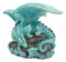 Ebros Small Aqua Blue Whimsical Dragon On Ocean Rock Statue 3.75"Long Fantasy