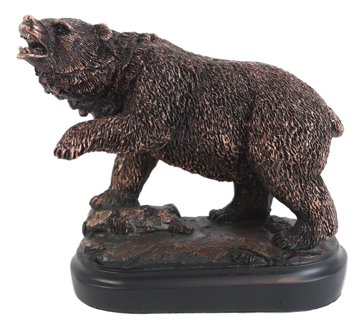 Wall Street Stock Market Bear Attacking With Paw Bronze Electroplated Figurine