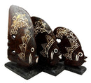 Balinese Wood Handicrafts Tropical Crown Angel Fish Family Set of 3 Figurines