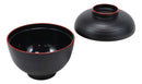 Ebros Made In Japan Black Red Lacquer Copolymer Bowl With Lid 4.5" Diameter 8oz