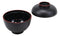 Ebros Made In Japan Black Red Lacquer Copolymer Bowl With Lid 4.5" Diameter 8oz