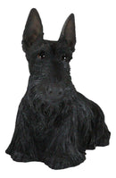 Large Lifelike Black Longhaired Scottish Highlands Terrier Statue Scottie Decor