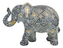 Auspicious Grey Glossy Mosaic Design Noble Aztec Elephant with Trunk Up Figurine