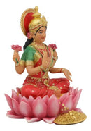 Ebros Seated Beautiful Hindu Goddess Lakshmi Meditating On Lotus Throne Statue 6.25" Tall