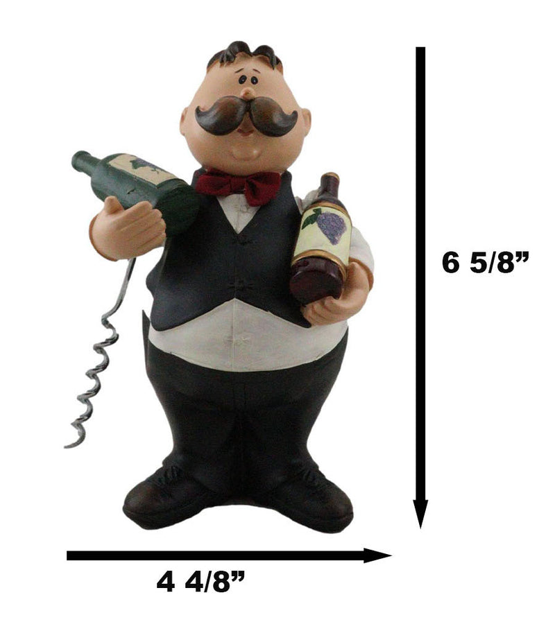 Ebros Gift Whimsical Hand Painted Novelty Corkscrew Wine Bottle Cork Opener Party Hosting Beverage Accessory Home And Kitchen Decor Organizer (Fat Butler Waiter)