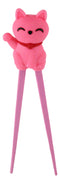 Pink Maneki Neko Lucky Cat Reusable Training Chopsticks Set With Silicone Helper