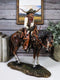 Western Desert Cowboy On Saddleback Riding Brown Stallion Horse Figurine