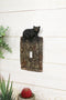 Set of 2 Rustic Faux Tree Bark With Black Bear Single Toggle Wall Switch Plates