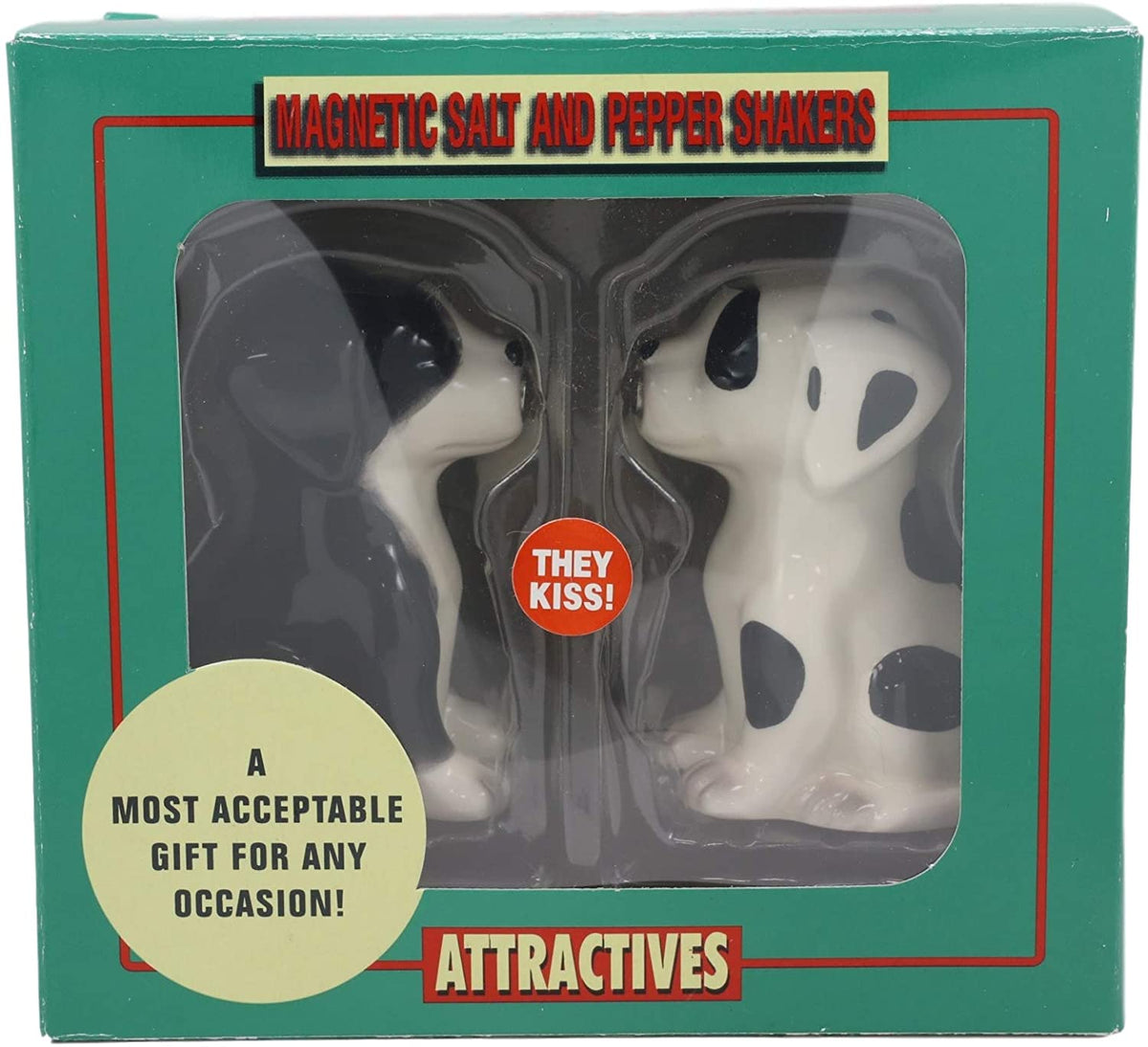 Ebros Ceramic Black & White Mutt Puppy Dogs Kissing Salt And Pepper Shakers Set