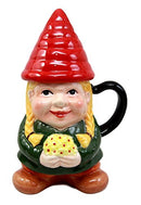Ebros Gift Mrs Gnome With Sunflowers Lidded Ceramic Mug Coffee Cup Home Figurine