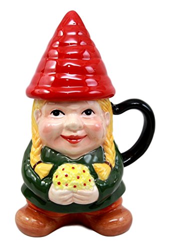 Ebros Gift Mrs Gnome With Sunflowers Lidded Ceramic Mug Coffee Cup Home Figurine