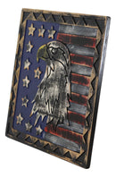 Western Patriotic USA Flag With Bald Eagle Pride of America Wooden Wall Decor