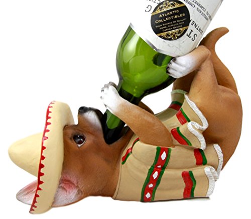 Ebros Mexican Chihuahua Poncho Sombrero Decorative Wine Bottle Holder Rack