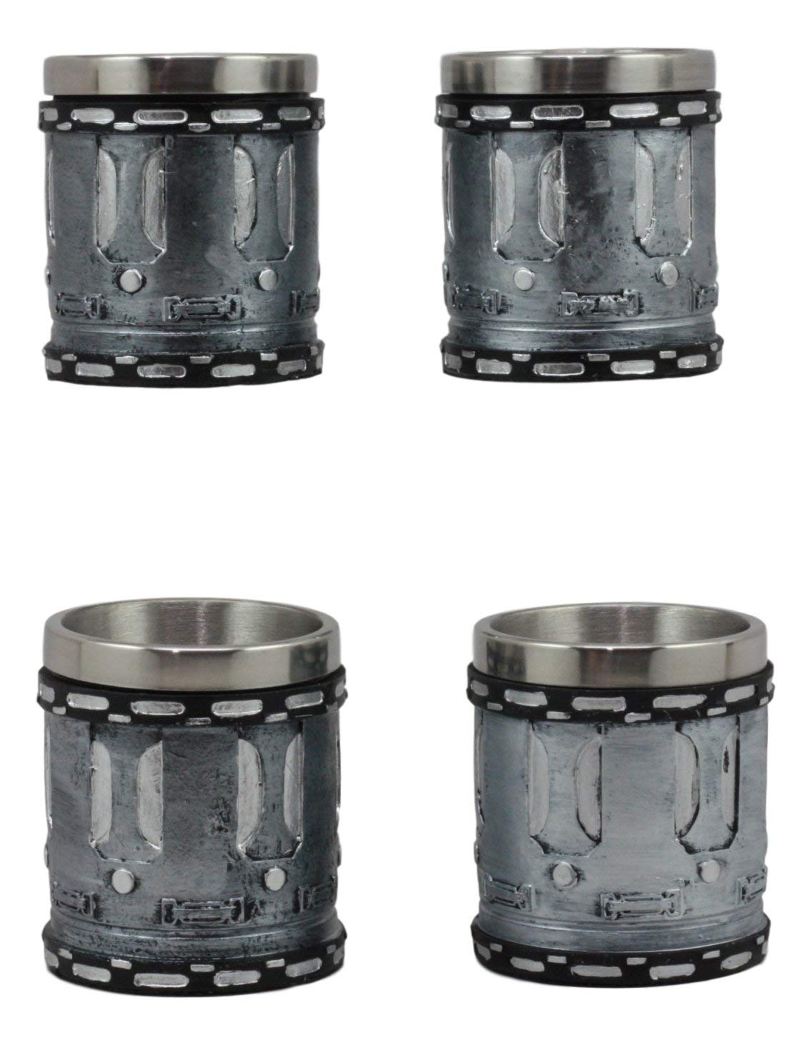 Ebros Western Novelty Revolver Pistol Gun Barrel Cylinder Shot Glass 2-Ounce Set of 4