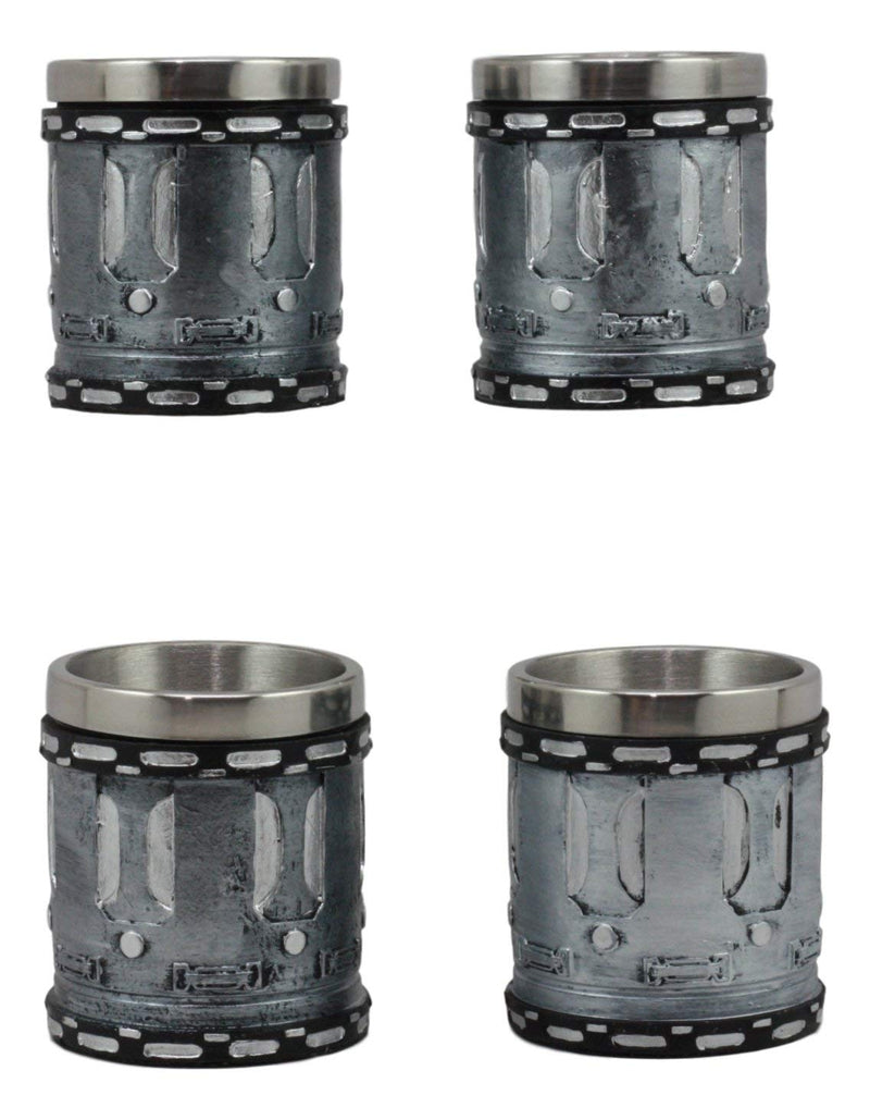 Ebros Western Novelty Revolver Pistol Gun Barrel Cylinder Shot Glass 2-Ounce Set of 4