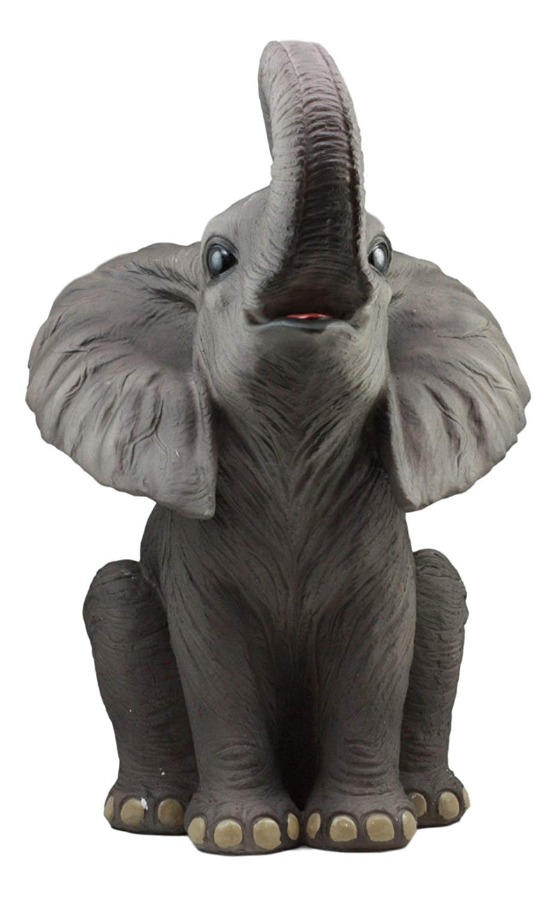 Ebros Ruby The Elephant Sitting Pretty with Trunk Up Large Statue 17" Tall