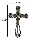 Western Rustic Silver Tuscany Scrollwork Fleur De Lis Decorative Wall Cross