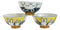 Pack Of 6 Made In Japan Ceramic Colorful 2 Rabbits Gazing Moon Soup Rice Bowls