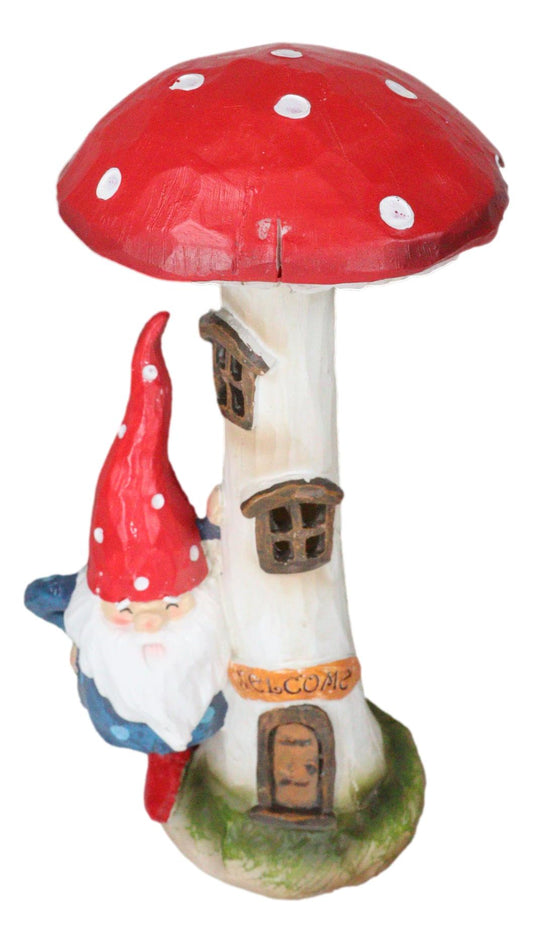 Whimsical Garden Gnome By Toadstool Mushroom Home LED Courtesy Light Figurine - Ebros Gift