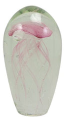 Marine Glow In The Dark Pink Jellyfish 6"H Glass Egg With Color LED Base Display