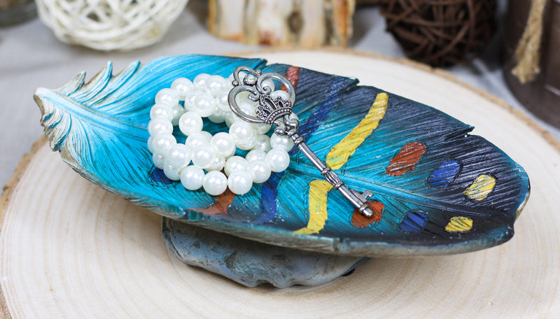 Southwestern American Indian Dreamcatcher Feather Jewelry Dish Tray Figurine
