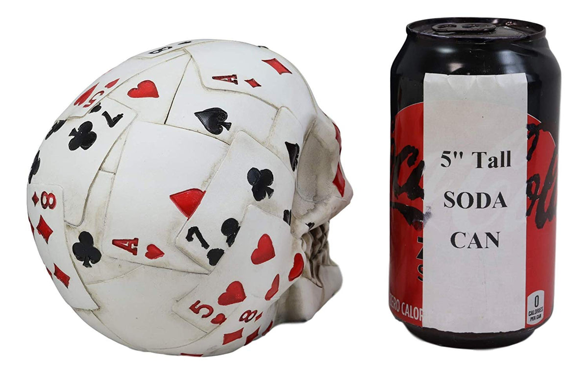 Ebros Gambling Poker Cards Casino Royale Skull Figurine Halloween Sugar Skulls Statue - Ebros Gift