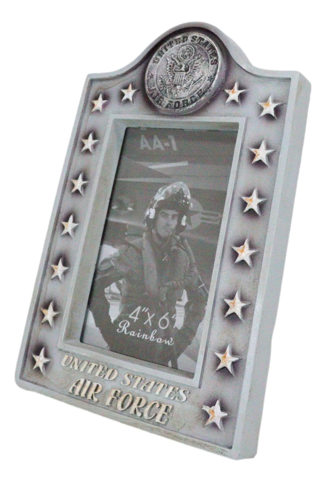 Patriotic United States Air Force Eagle Rank Stars Memorial 4"x6" Picture Frame