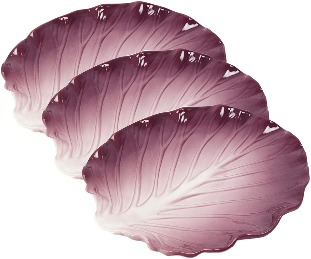 Ebros 9.25" Wide Red Cabbage Leaf Shaped Serving Plate or Dish Platter (1)