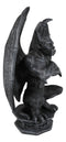 Ebros 12"H Gothic Horned Bulldog Gargoyle W/ Large Wings Crouching On Pedestal Statue