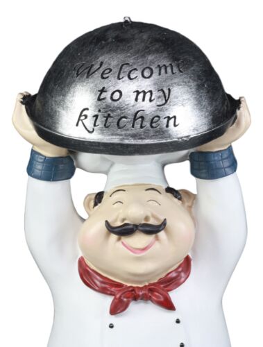 Ebros Master Bistro Chef Holding Melting Dome Tray Welcome Figurine 14"Tall - Ebros Gift