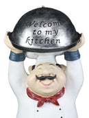 Ebros Master Bistro Chef Holding Melting Dome Tray Welcome Figurine 14"Tall - Ebros Gift